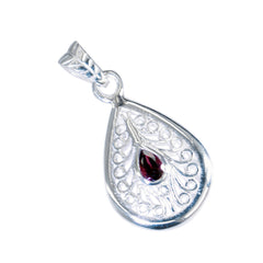 Garnet Classic German Sterling Silver Solitaire Isla Retro Red Pendant Jewellery