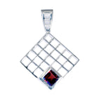 Garnet Eye-catching Italian 925 Silver Solitaire Red Pendant