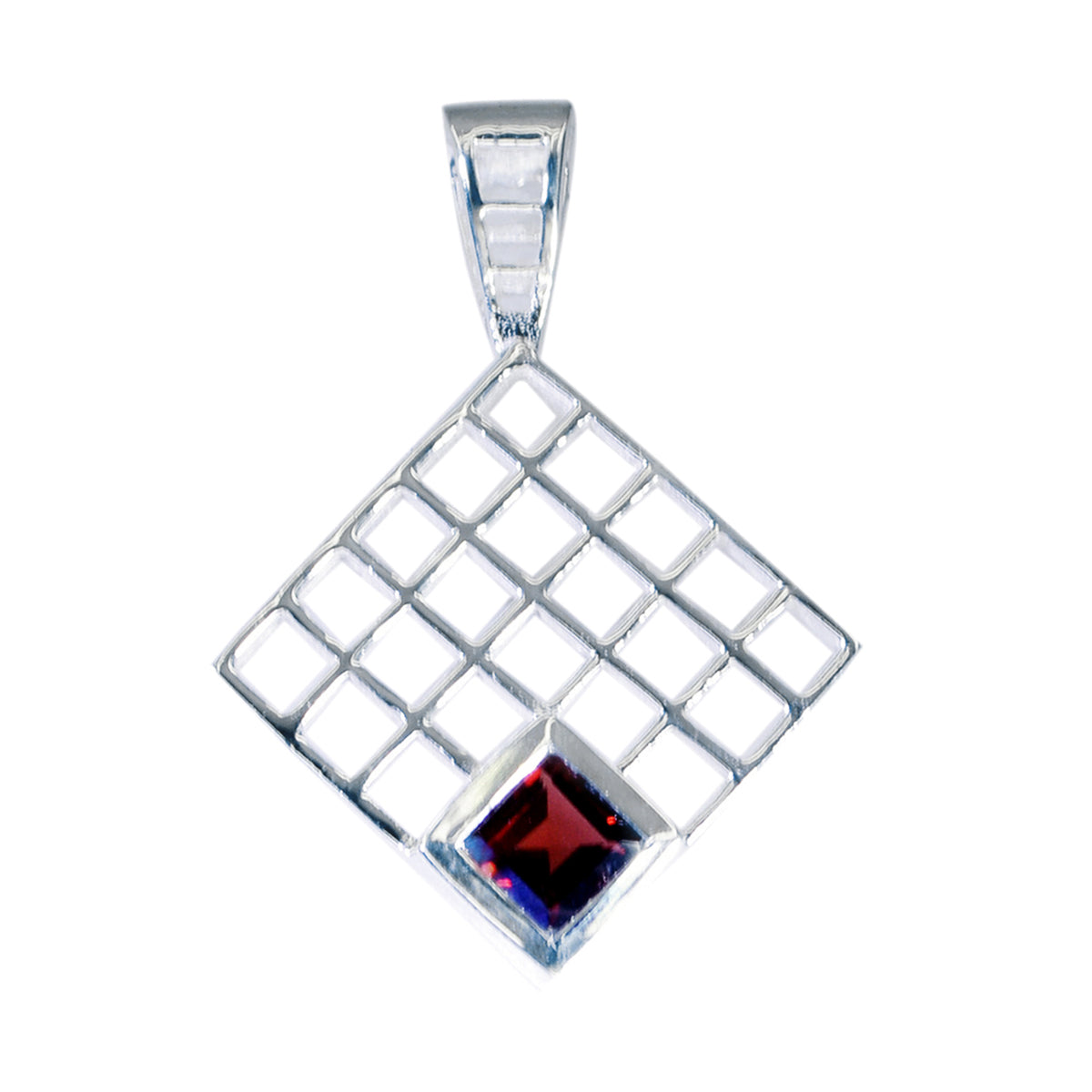 Garnet Eye-catching Italian 925 Silver Solitaire Red Pendant