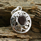 Granaat Klassieke Franse Zilveren Solitaire Lili Victoriaanse Rode Hanger Sieraden