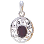 Garnet Classic French Silver Solitaire Red Pendant