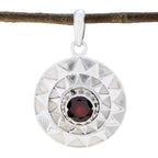 Garnet Featherlight Italian 92.5 Silver Solitaire Red Pendant