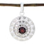 Garnet Featherlight Italian 92.5 Silver Solitaire Red Pendant