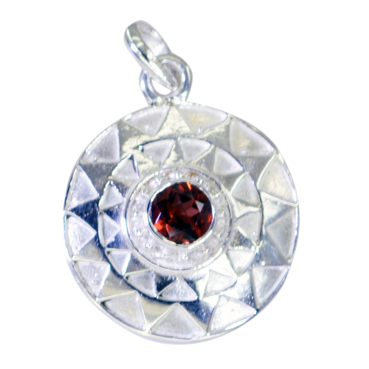 Granat Federleichter italienischer 92,5 Silber Solitär Olivia Viktorianischer roter Anhänger Schmuck Zweitbild