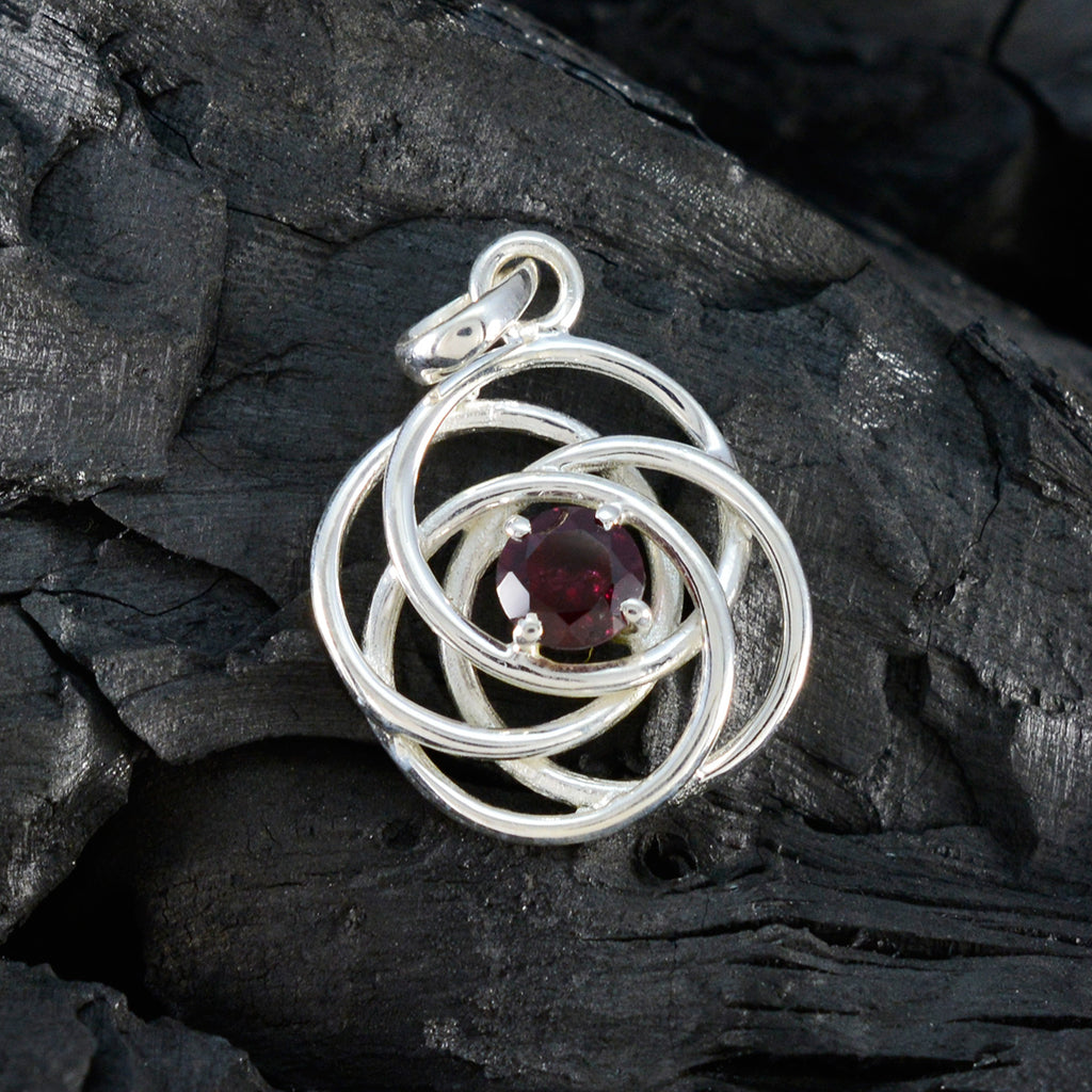 Garnet Dainty Spanish Silver Solitaire Savannah Art-Deco Red Pendant Jewelry