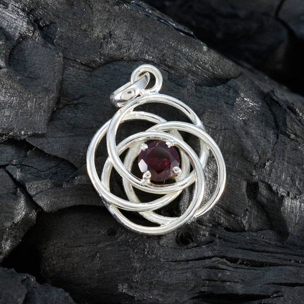 Garnet Dainty Spanish Silver Solitaire Savannah Art-Deco Red Pendant Jewelry