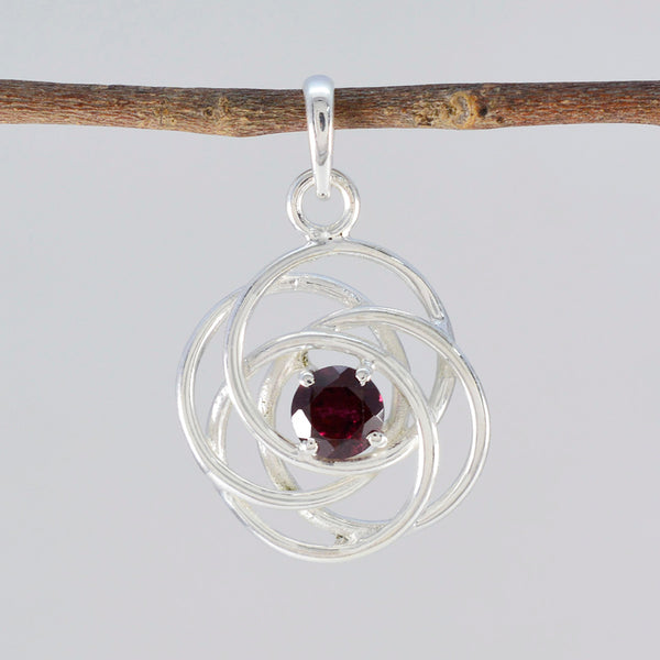 Garnet Dainty Spanish Silver Solitaire Savannah Art-Deco Red Pendant Jewelry