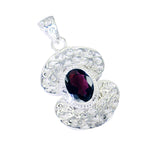 Garnet Edgy German Silver Solitaire Valentina Filigree Red Pendant Jewelry