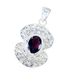 Garnet Edgy German Silver Solitaire Red Pendant