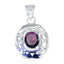 Garnet Edgy Italian 925 Silver Solitaire Red Pendant