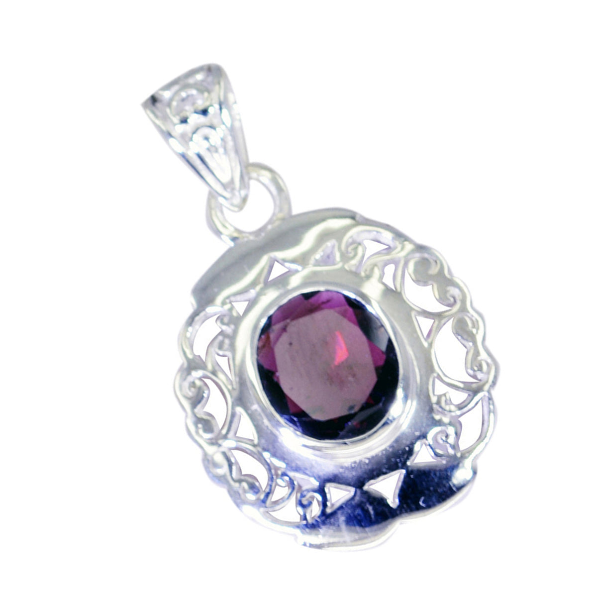 Pendentif solitaire Elena en argent 925 et grenat rouge antique italien Image secondaire du produit