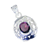 Garnet Edgy Italian 925 Silver Solitaire Elena antique Red Pendant Jewelry