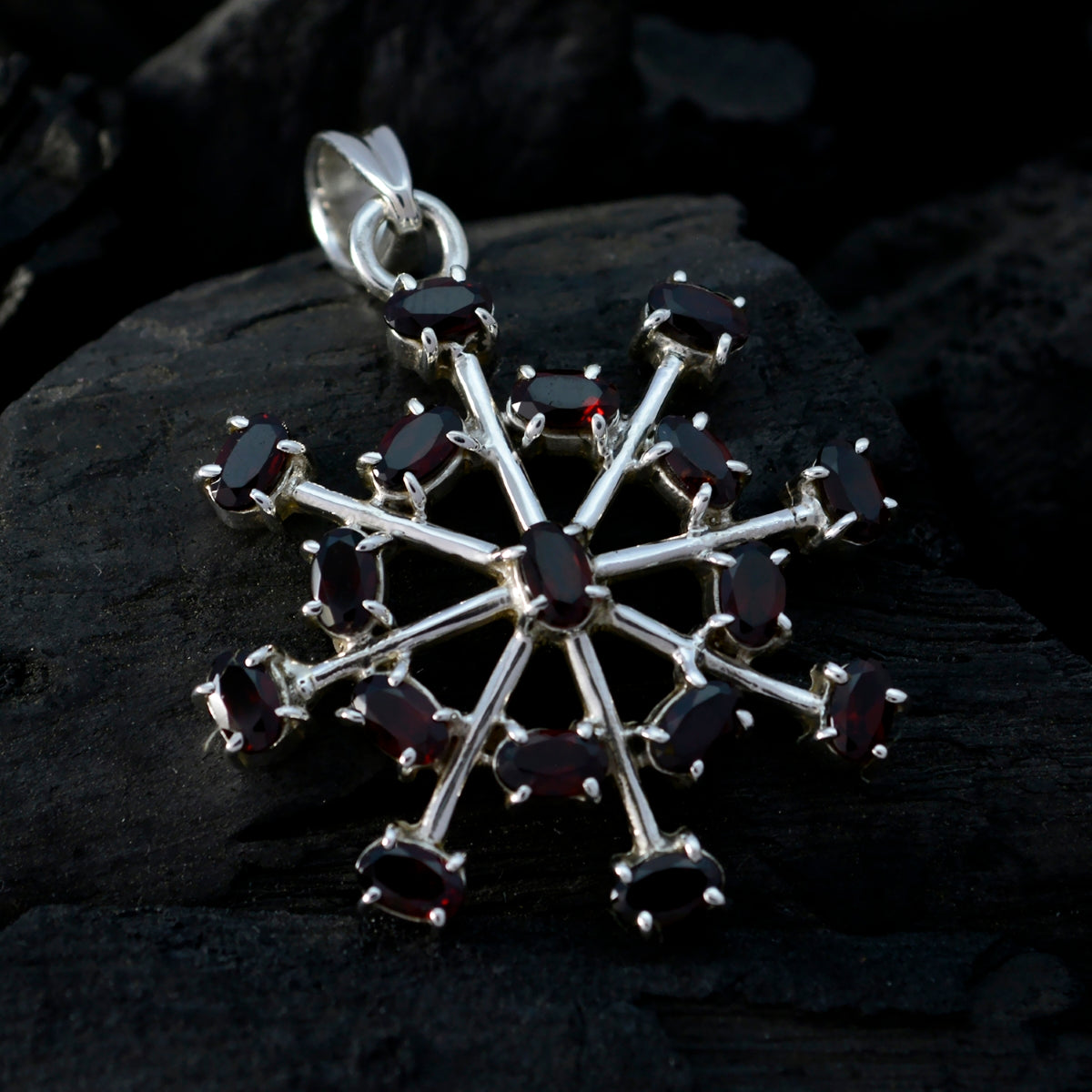 Garnet Classic Russian Sterling Silver multiple Daniela Modern Red Pendant Jewellery