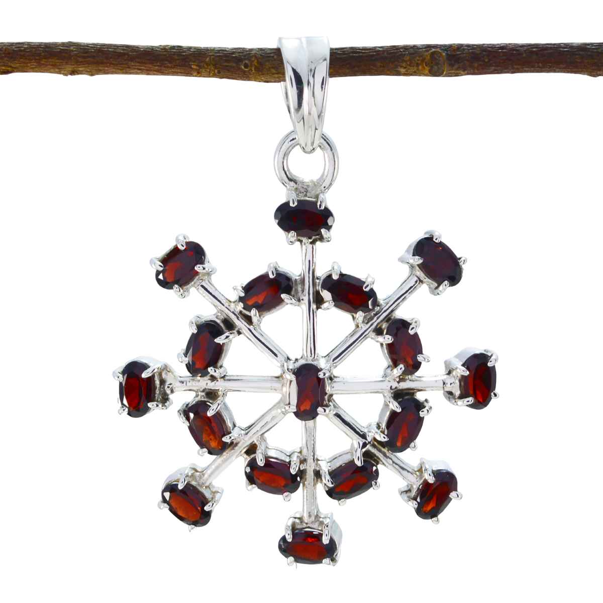 Garnet Classic Russian Sterling Silver multiple Red Pendant