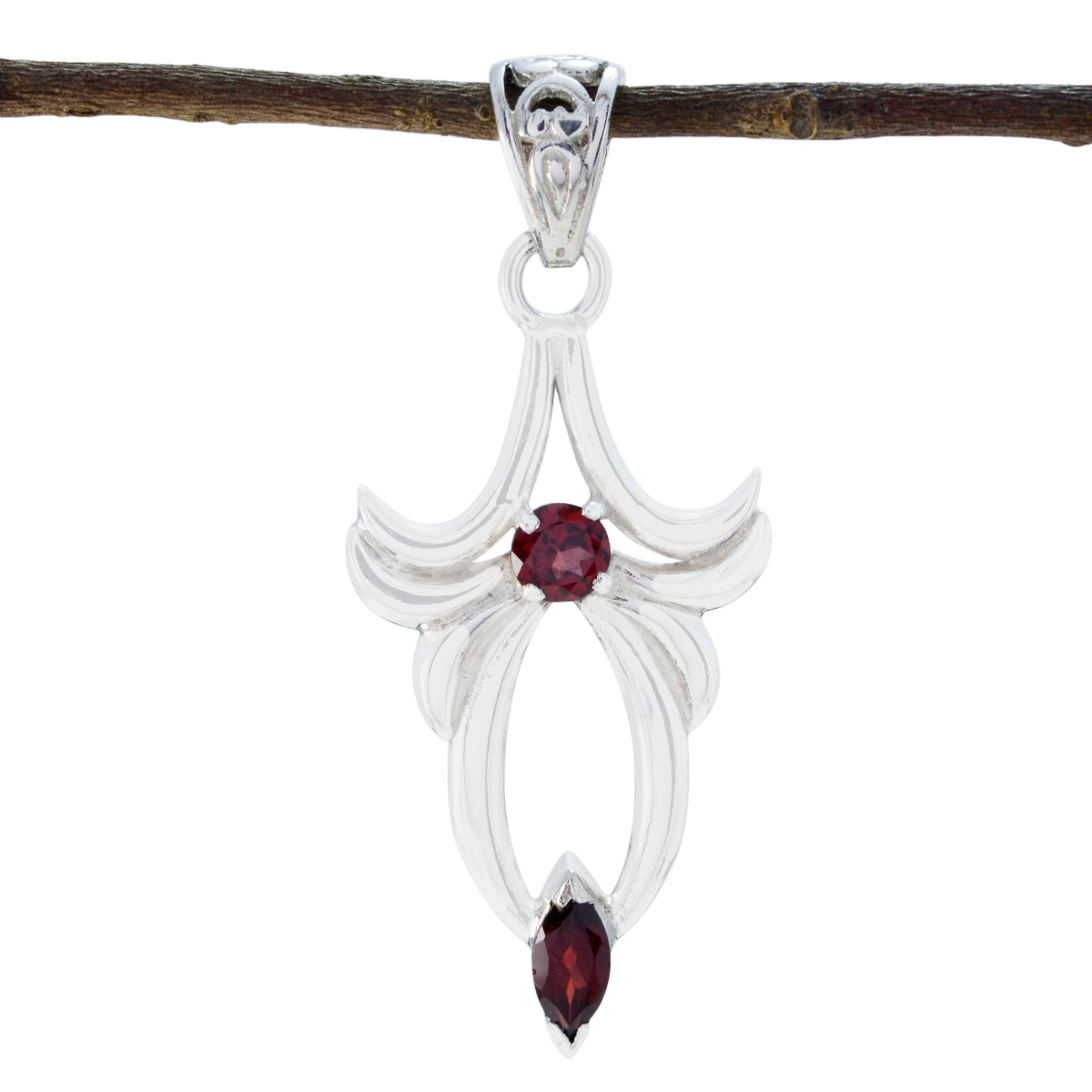 Garnet Slim Mexican Sterling Silver Toi et Moi Laura Fairytale Red Pendant Jewellery