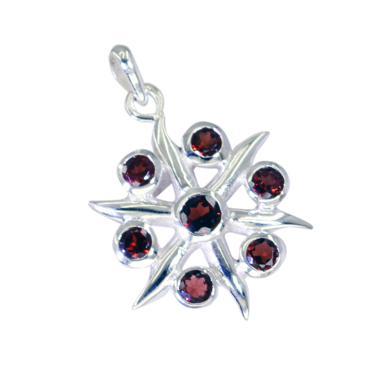 Garnet Tiny Moroccan Silver Hepta Lucia Luxurious Red Pendant Jewelry