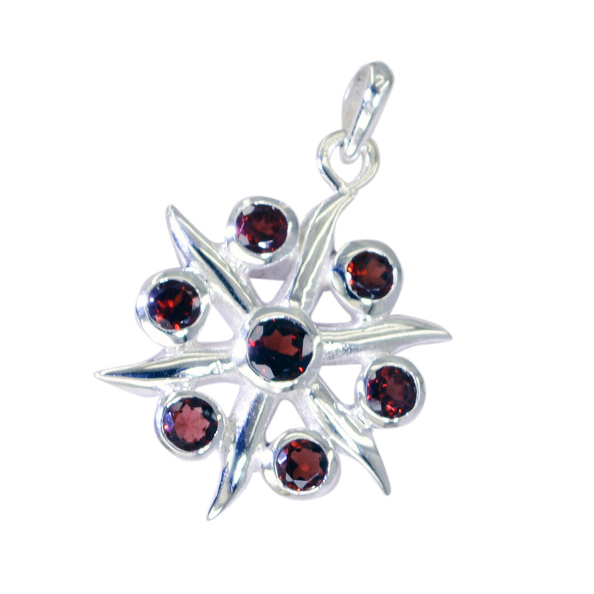 Garnet Tiny Moroccan Silver Hepta Lucia Luxurious Red Pendant Jewelry