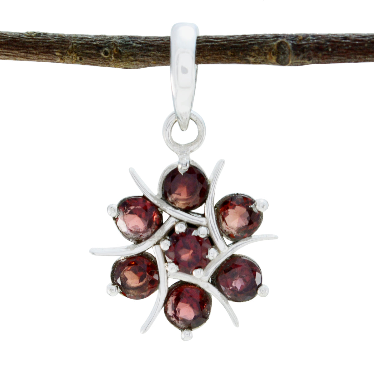 Garnet Delicate Mexican 92.5 Silver Hepta Red Pendant Image principale du produit