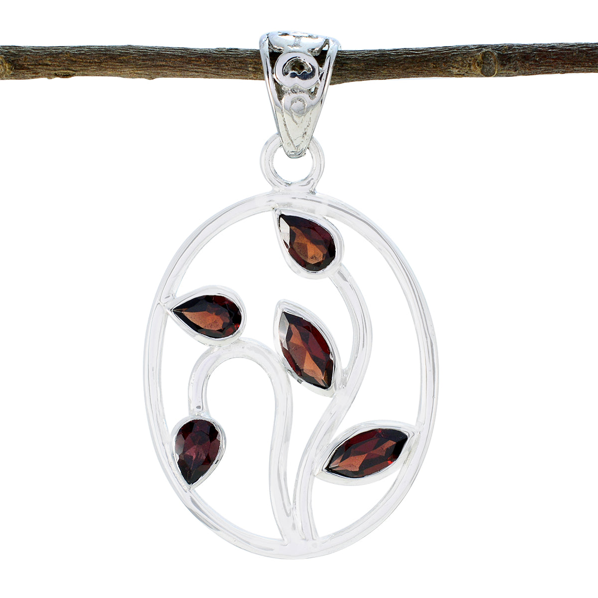 Garnet Classic Latin American Silver Penta Red Pendant