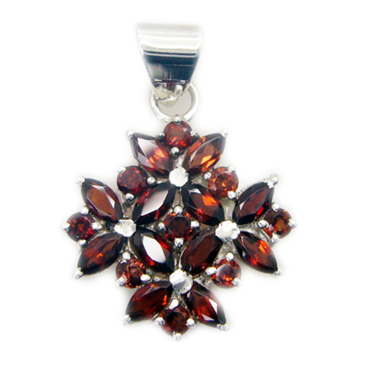 Garnet Essential American Sterling Silver multiple Red Pendant