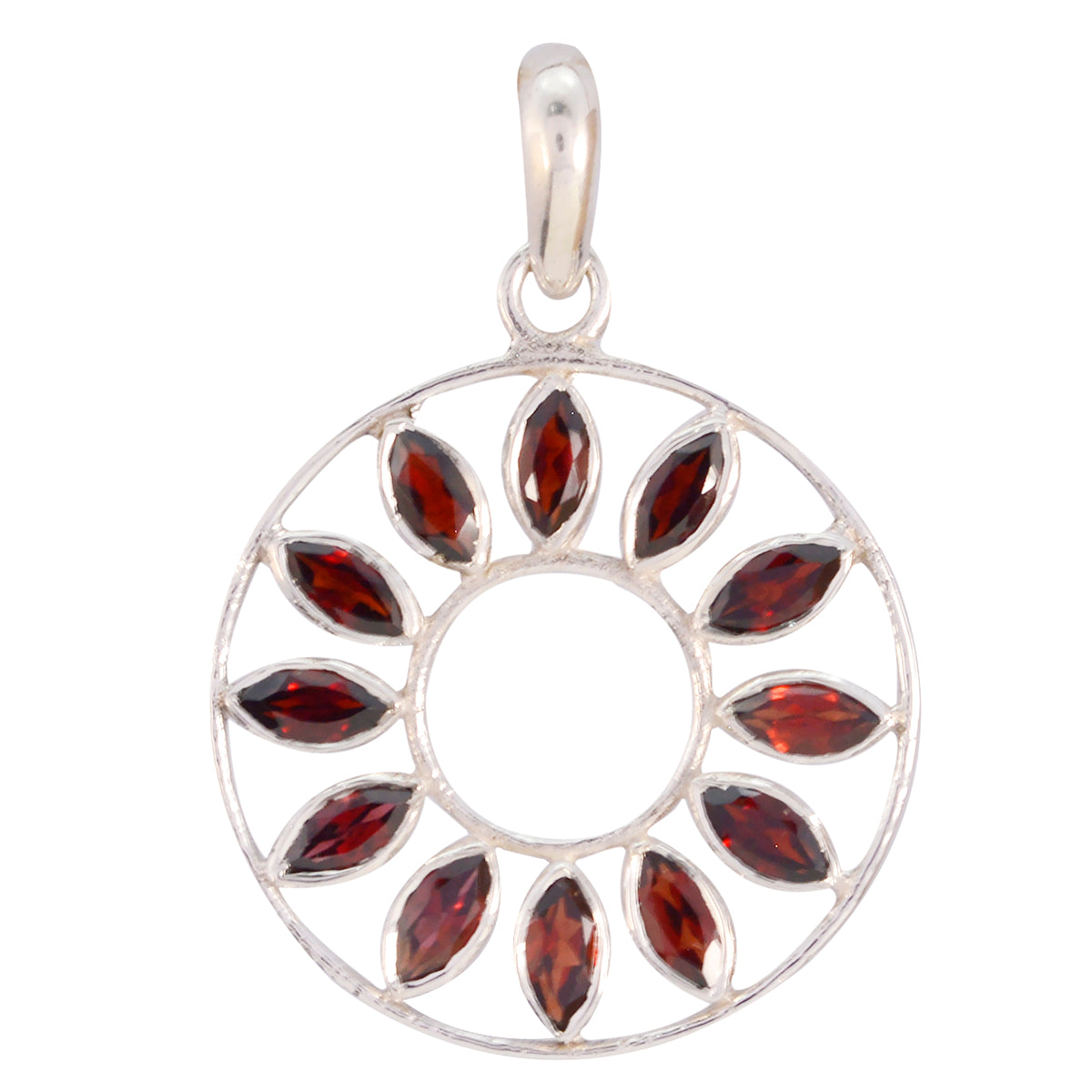 Garnet Tiny Egyptian Sterling Silver multiple Red Pendant