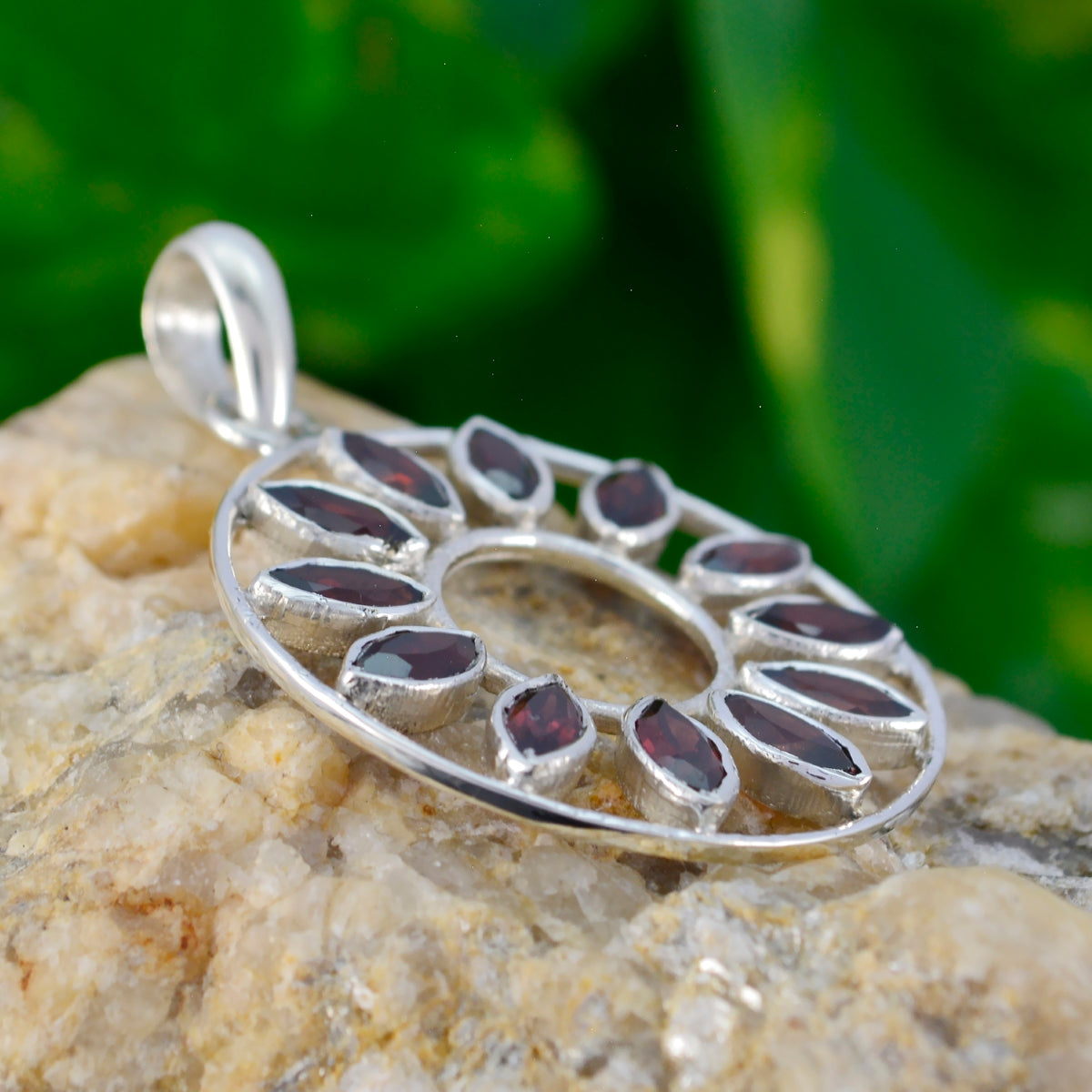 Garnet Tiny Egyptian Sterling Silver multiple Camila Cocktail Red Pendant Jewellery