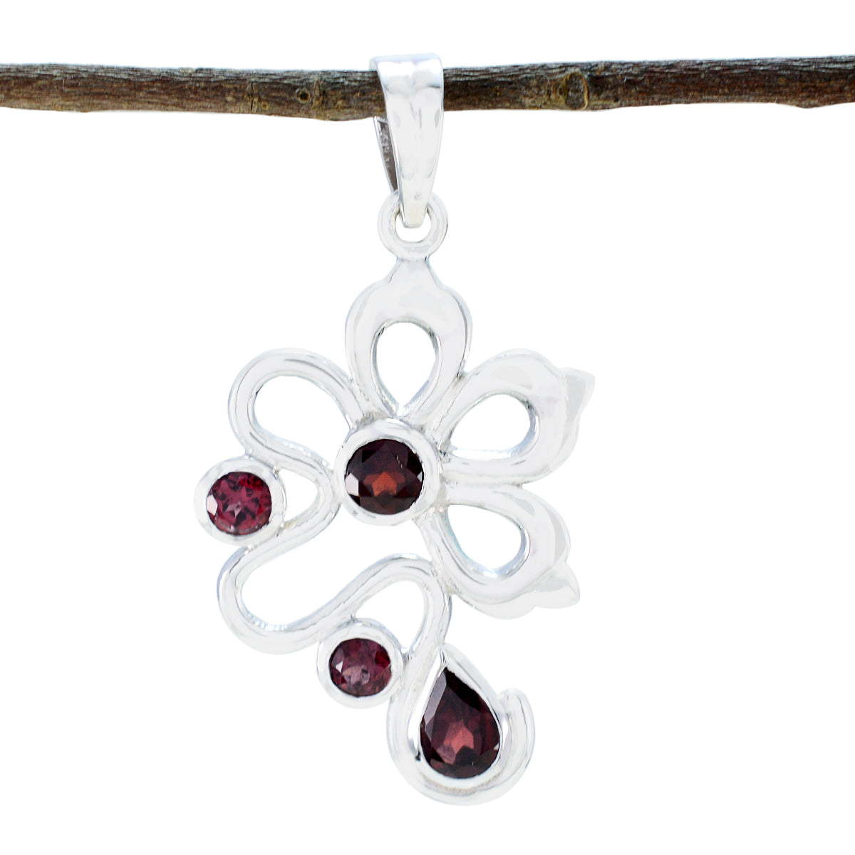 Garnet Tiny American 92.5 Silver multiple Red Pendant