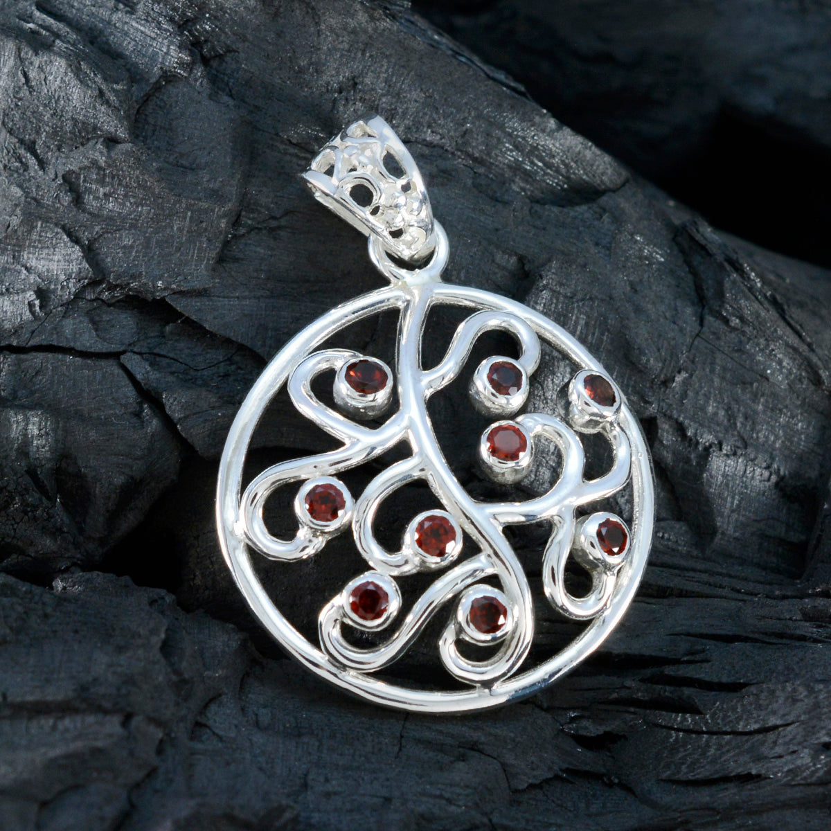 Garnet Classic Russian Sterling Silver multiple Josephine Cocktail Red Pendant Jewellery