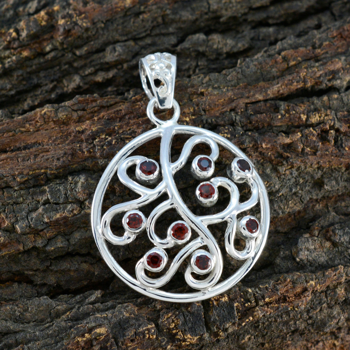 Garnet Classic Russian Sterling Silver multiple Josephine Cocktail Red Pendant Jewellery