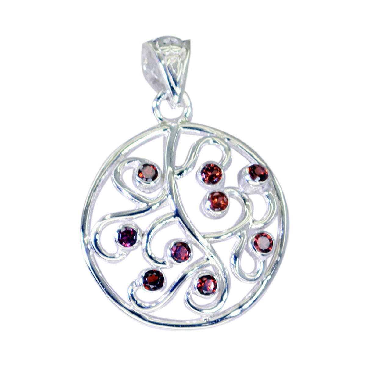 Garnet Classic Russian Sterling Silver multiple Josephine Cocktail Red Pendant Jewellery