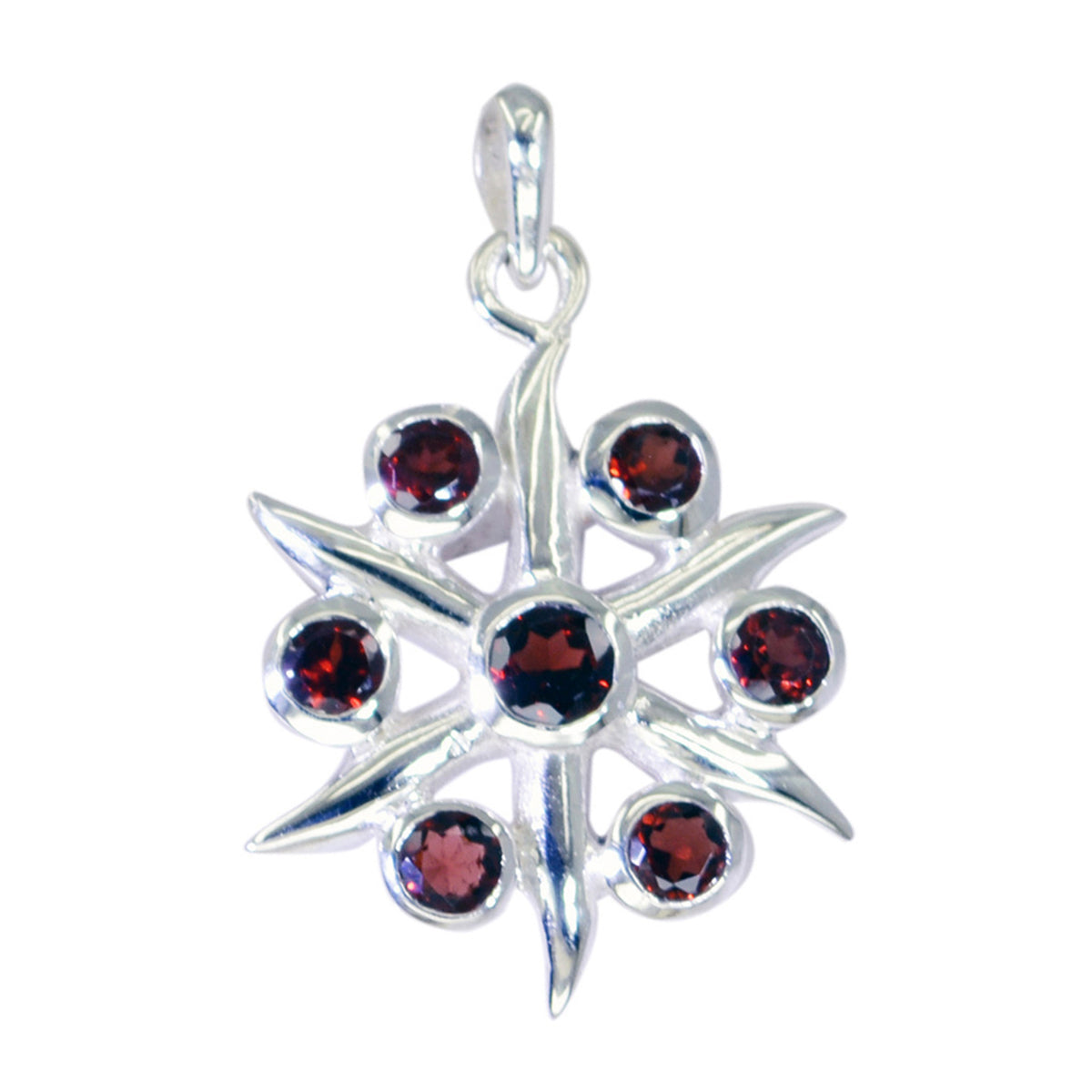 Garnet Essential Moroccan Sterling Silver multiple Red Pendant
