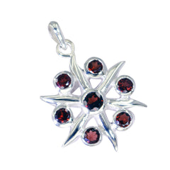 Pendentif Mathilde Bubble Rouge en Argent Sterling Essentiel avec Grenat Marocain
