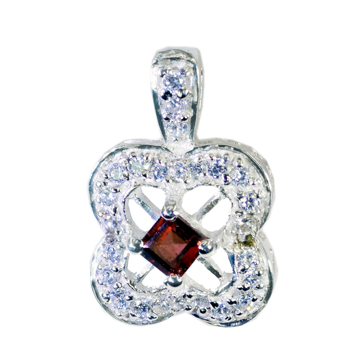 Garnet Essential Russian 925 Silver multiple Red Pendant Hoofdafbeelding