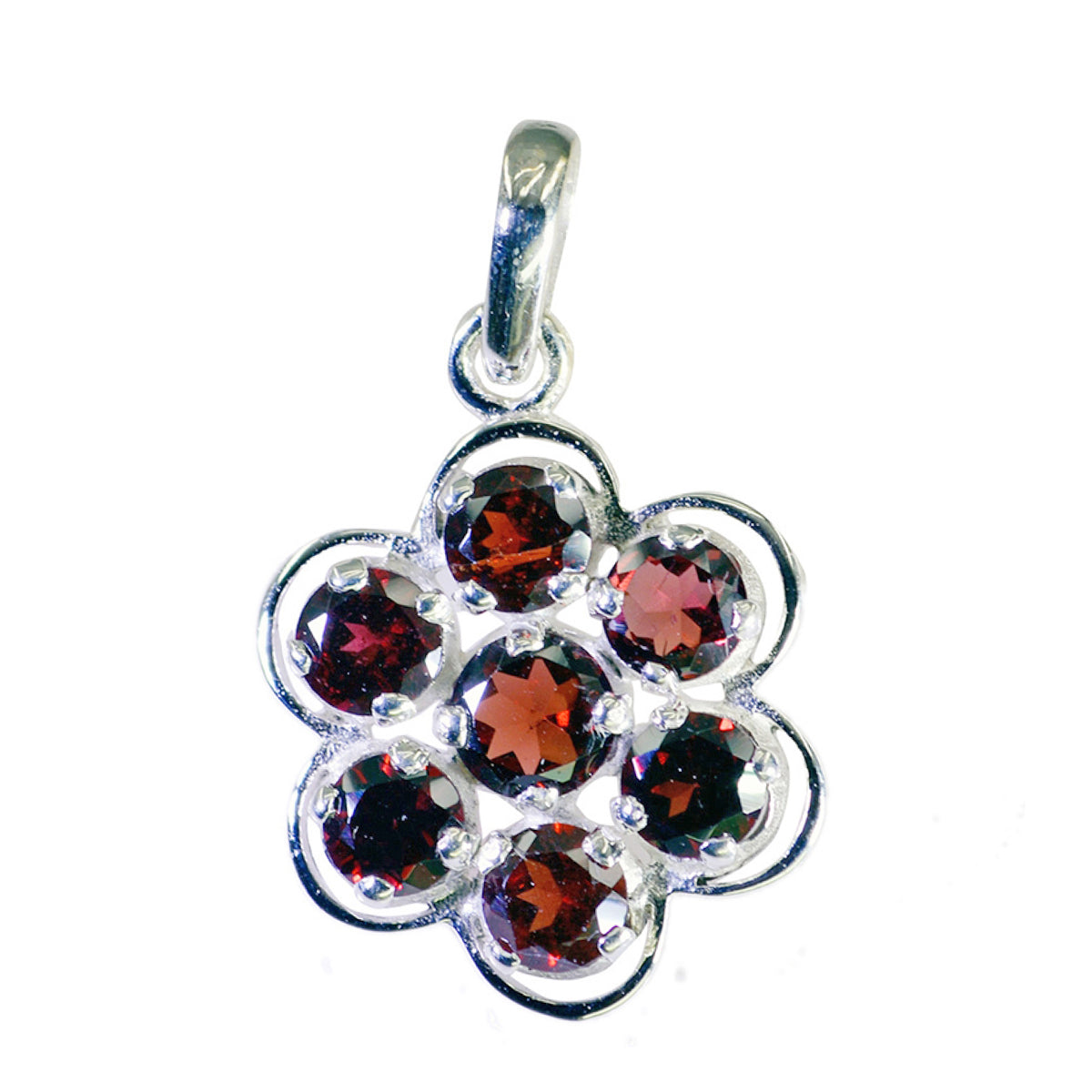 Garnet Whisper-thin Egyptian Sterling Silver multiple Red Pendant