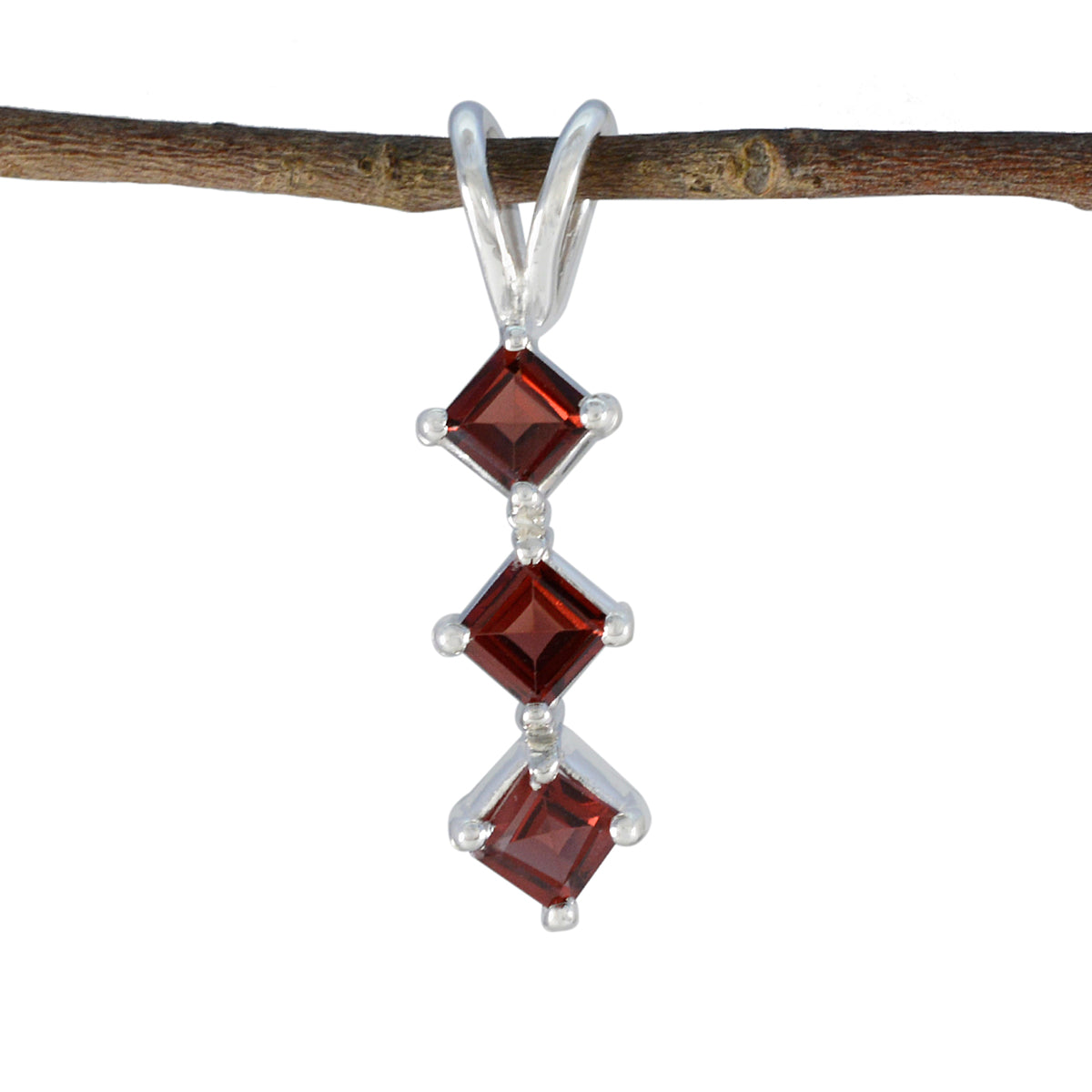 Garnet Whisper-thin Moroccan 925 Silver Trilogy Red Pendant Huvudsaklig produktbild