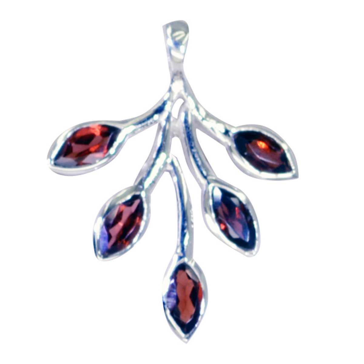 Garnet Eye-catching Turkish 92.5 Silver Penta Red Pendant