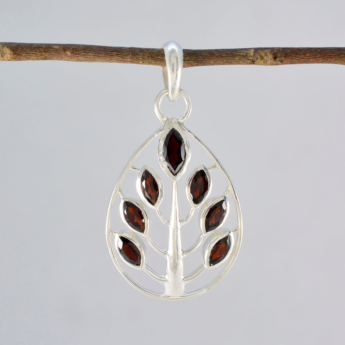 Garnet Featherlight Mexican Silver Hepta Aisha Romantic Red Pendant Jewelry