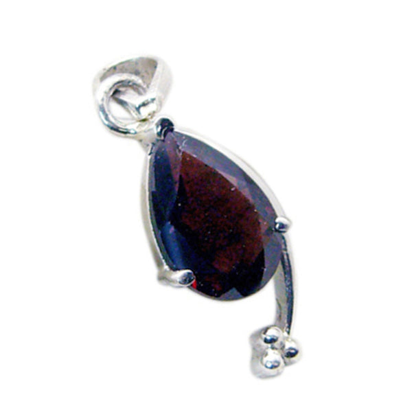 Garnet Whisper-thin Moroccan Sterling Silver Solitaire Grace Contemporary Red Pendant Jewellery