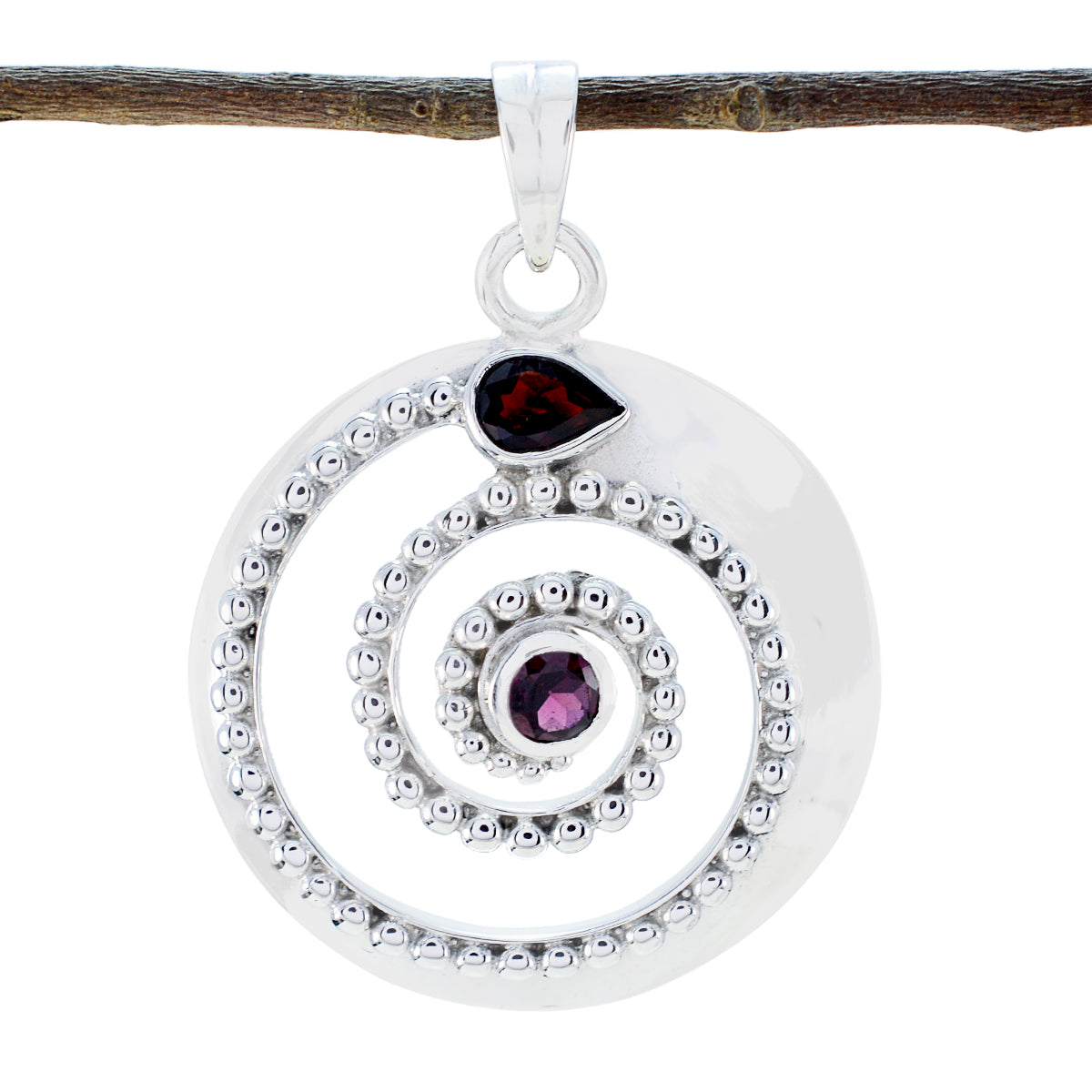 Garnet Statement American Sterling Silver Toi et Moi Red Pendant