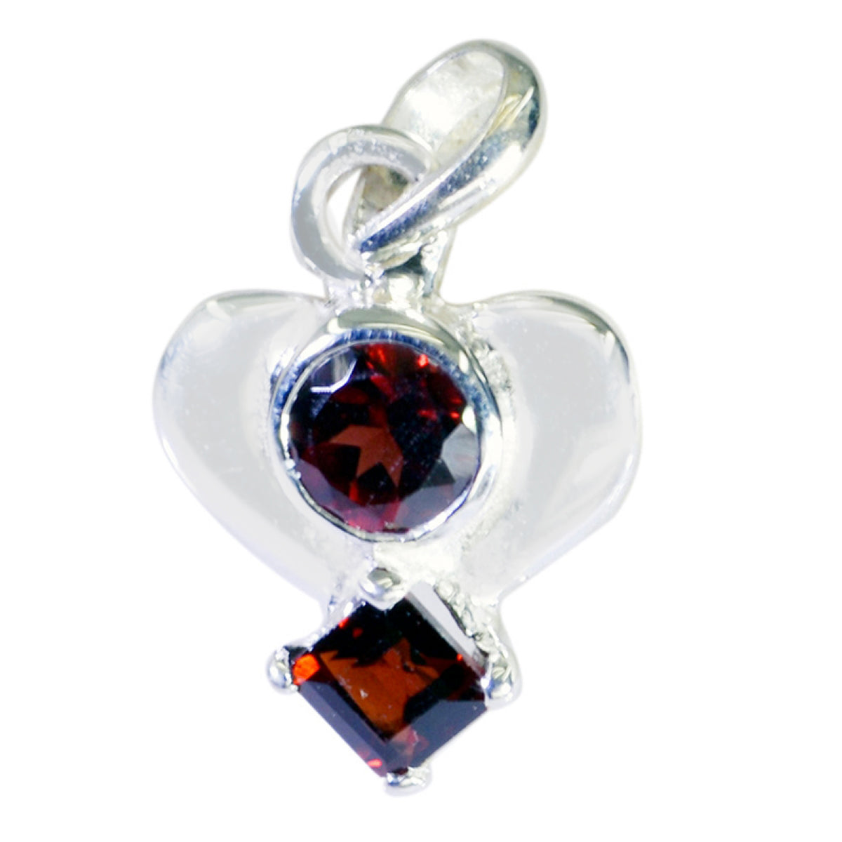 Garnet Whisper-thin Mexican 925 Silver Toi et Moi Red Pendant Imagen principal del producto