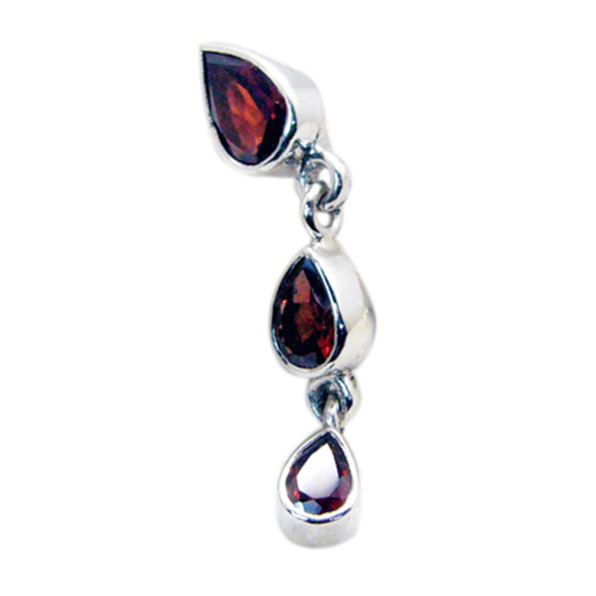 Garnet Featherlight Egyptian 925 Silver Toi et Moi Red Pendant