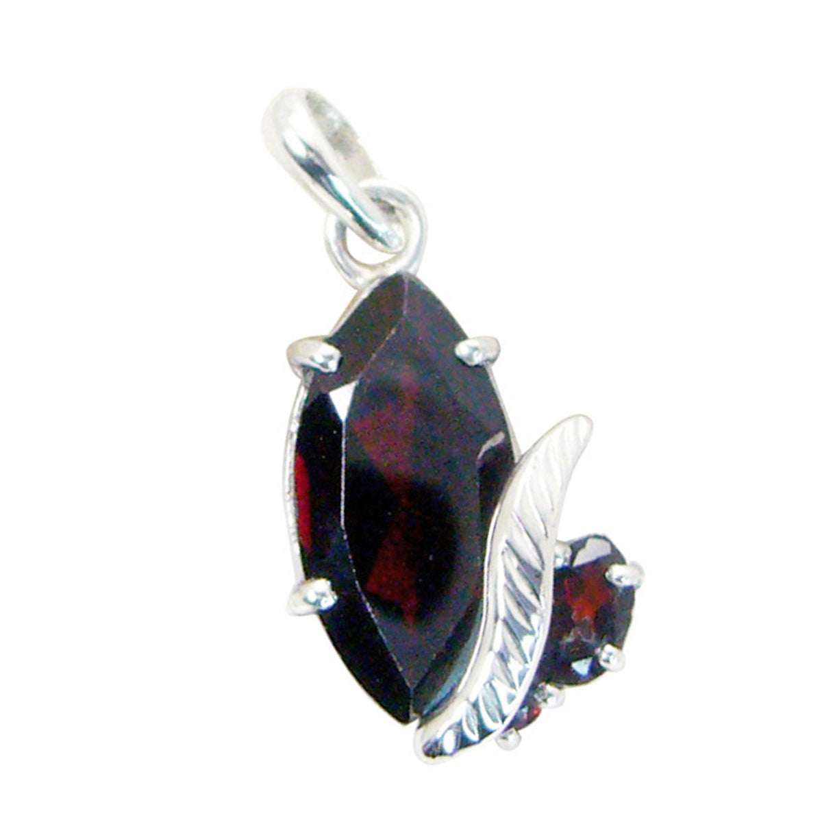 Garnet Featherlight American Silver Toi et Moi Red Pendant Huvudsaklig produktbild