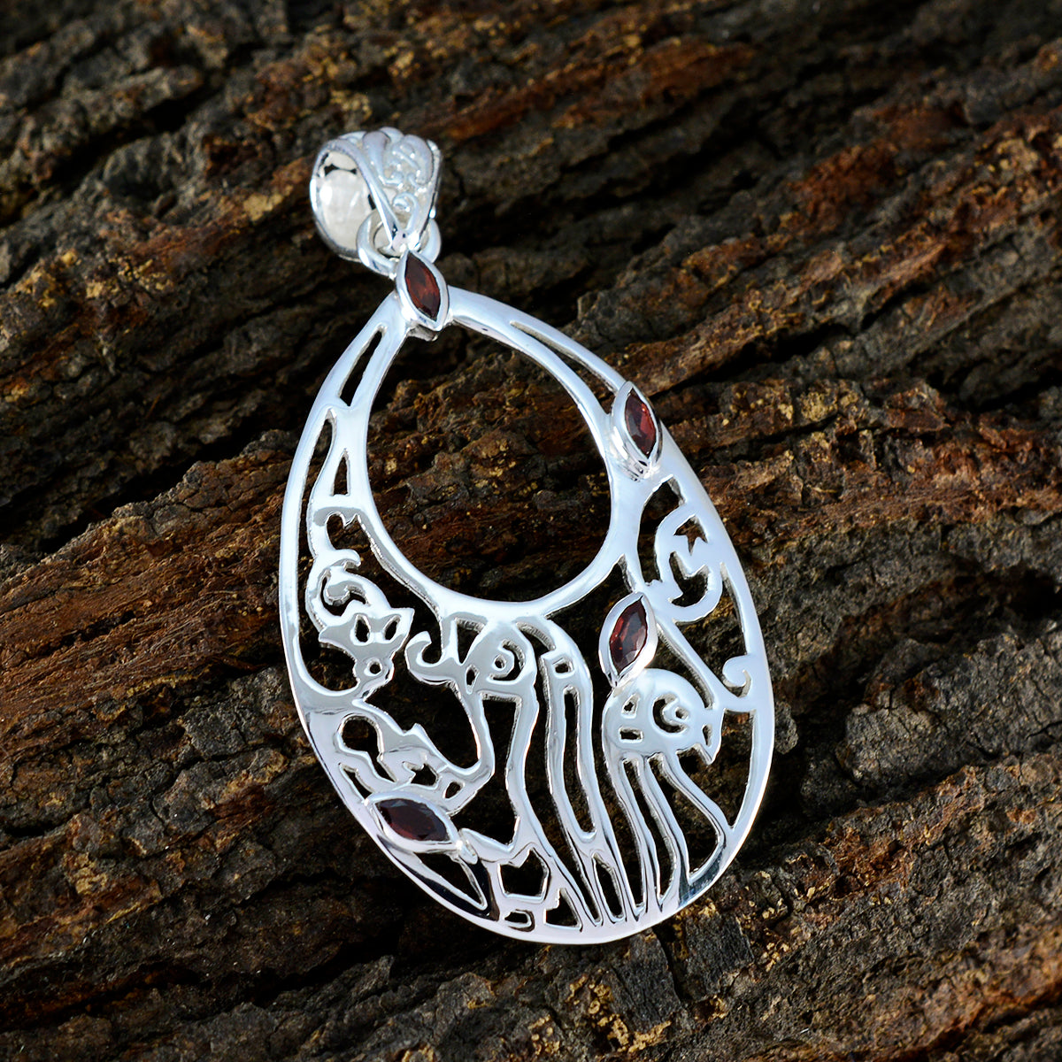 Garnet Classic Mexican Sterling Silver quarter Isabelle antique Red Pendant Jewellery