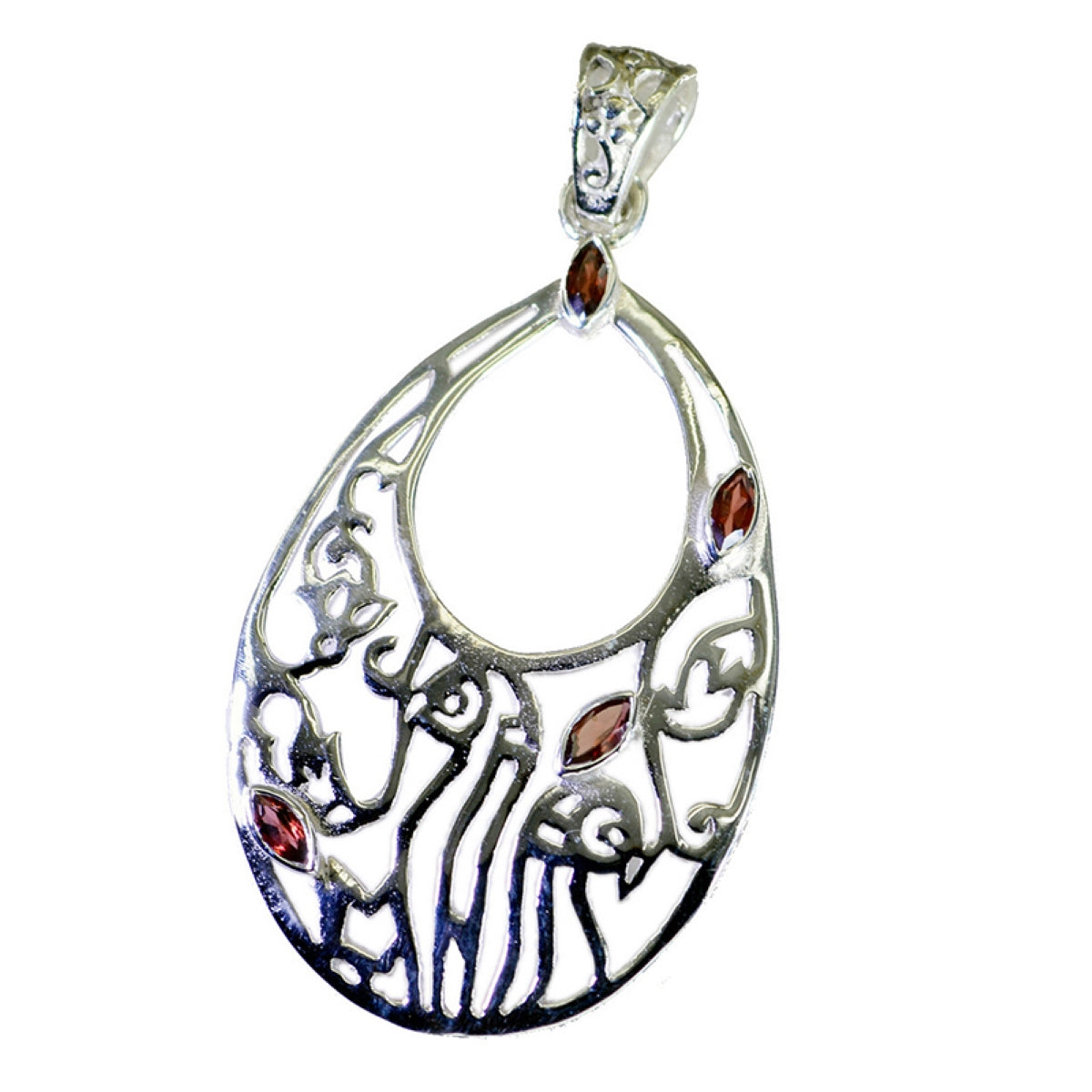 Garnet Classic Mexican Sterling Silver quarter Red Pendant Hoofdafbeelding