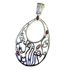 Garnet Classic Mexican Sterling Silver quarter Red Pendant