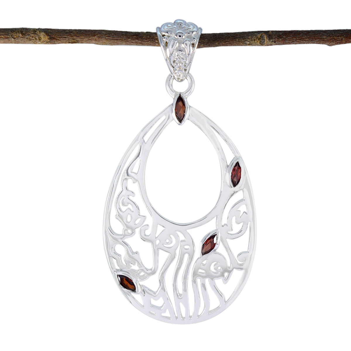 Granaat Klassieke Mexicaanse Sterling Zilveren kwart Isabelle antieke Rode Hanger Sieraden Secundaire afbeelding