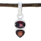 Garnet Delicate Mexican Silver Toi et Moi Red Pendant
