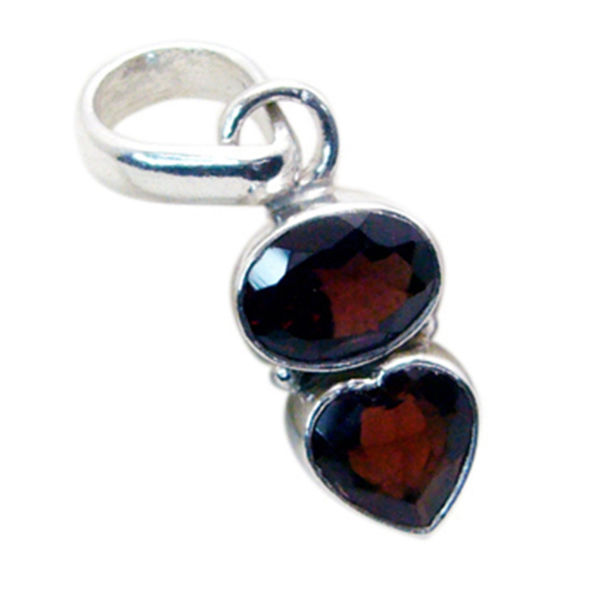 Pendentif délicat en argent mexicain Toi et Moi Kennedy, bijou glamour rouge, grenat Image secondaire du produit