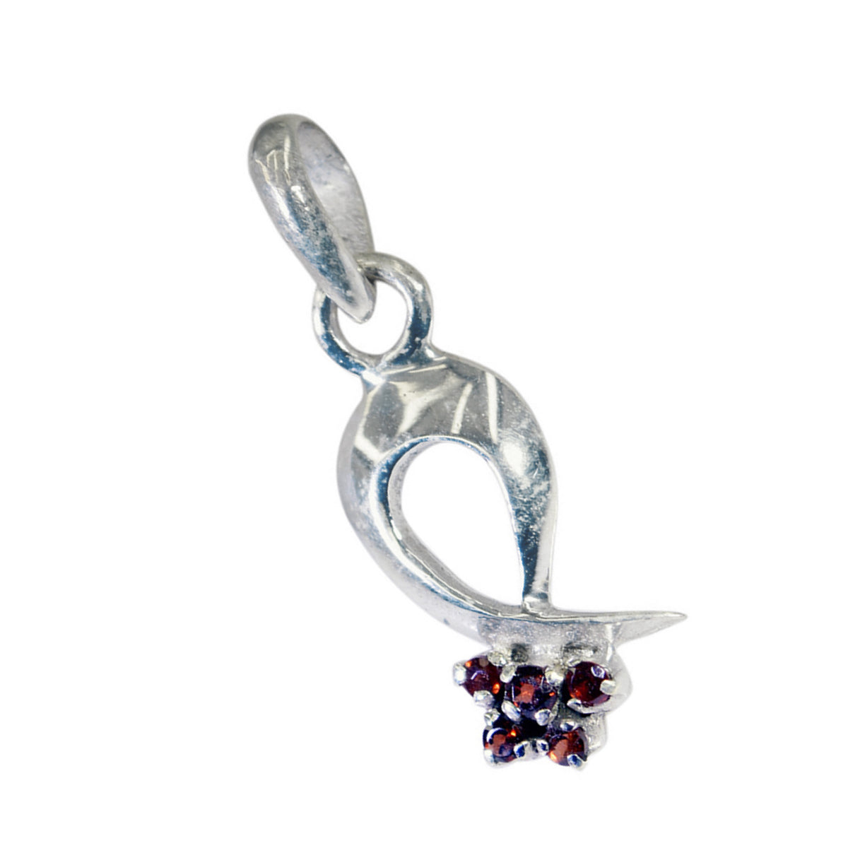 Colgante Penta Laura de plata esterlina latinoamericana, finísimo y rojo sofisticado, de granate Imagen secundaria del producto