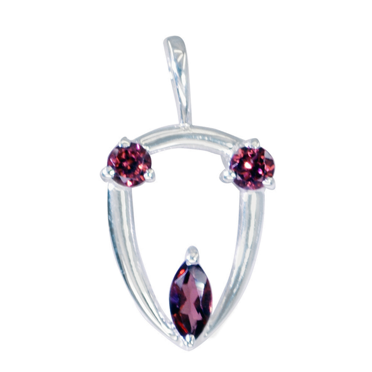Garnet Tiny Turkish Sterling Silver Trilogy Red Pendant